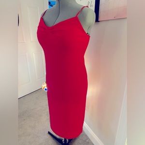 NWT Zara - Slip Dress Red/Pink Spaghetti Strap Swoop Neckline Size Medium